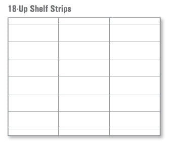 18 Up 1.25" x 3.66"  Gloss/Matte Shelf Strips 7.8 Mil 100 Sheets
