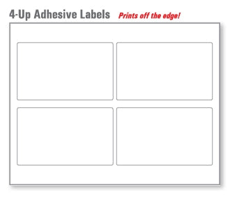 4 Up 4" x 5" Satin Adhesive Labels 7 Mil Rem. 250 Sheets